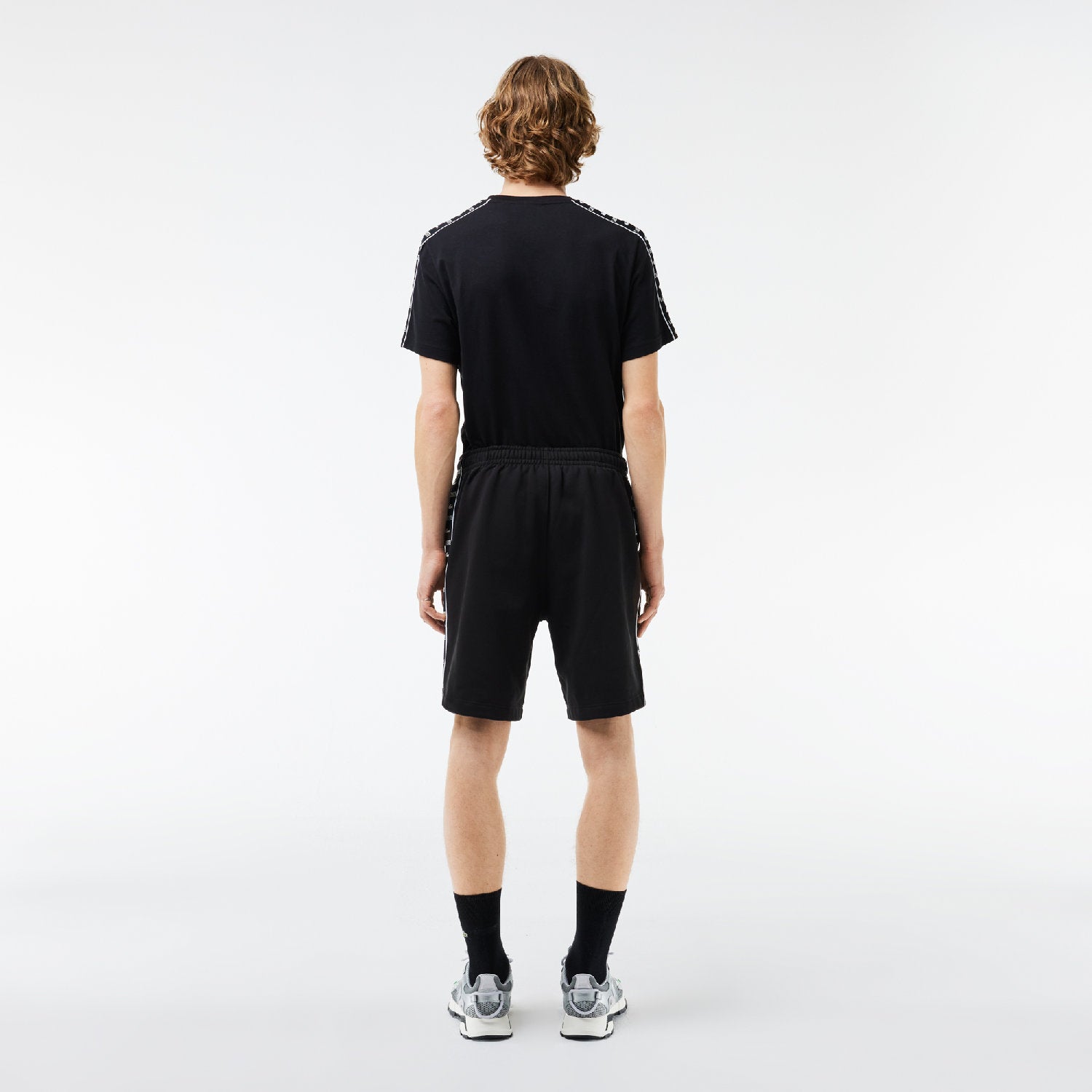 Bermuda shorts with logo fleece stripe - Black