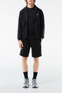 Bermuda shorts with logo fleece stripe - Black
