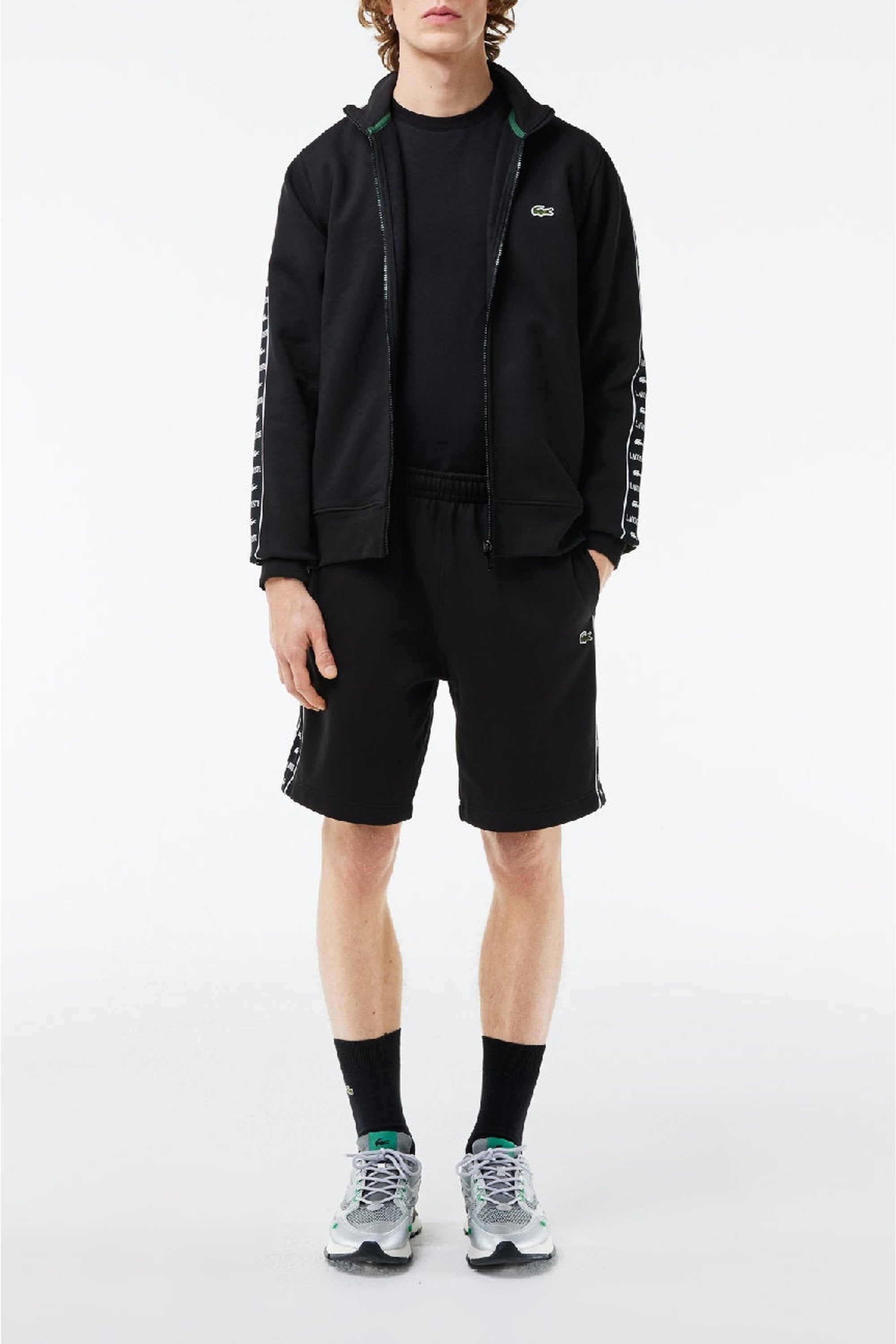 Bermuda shorts with logo fleece stripe - Black