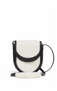Tina Leather and Wool Bag - Black