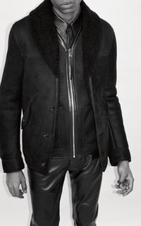 Black / Blouson pilote en cuir - Black