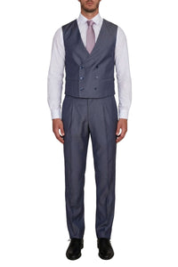 Pantalon à pinces en laine - Bleu