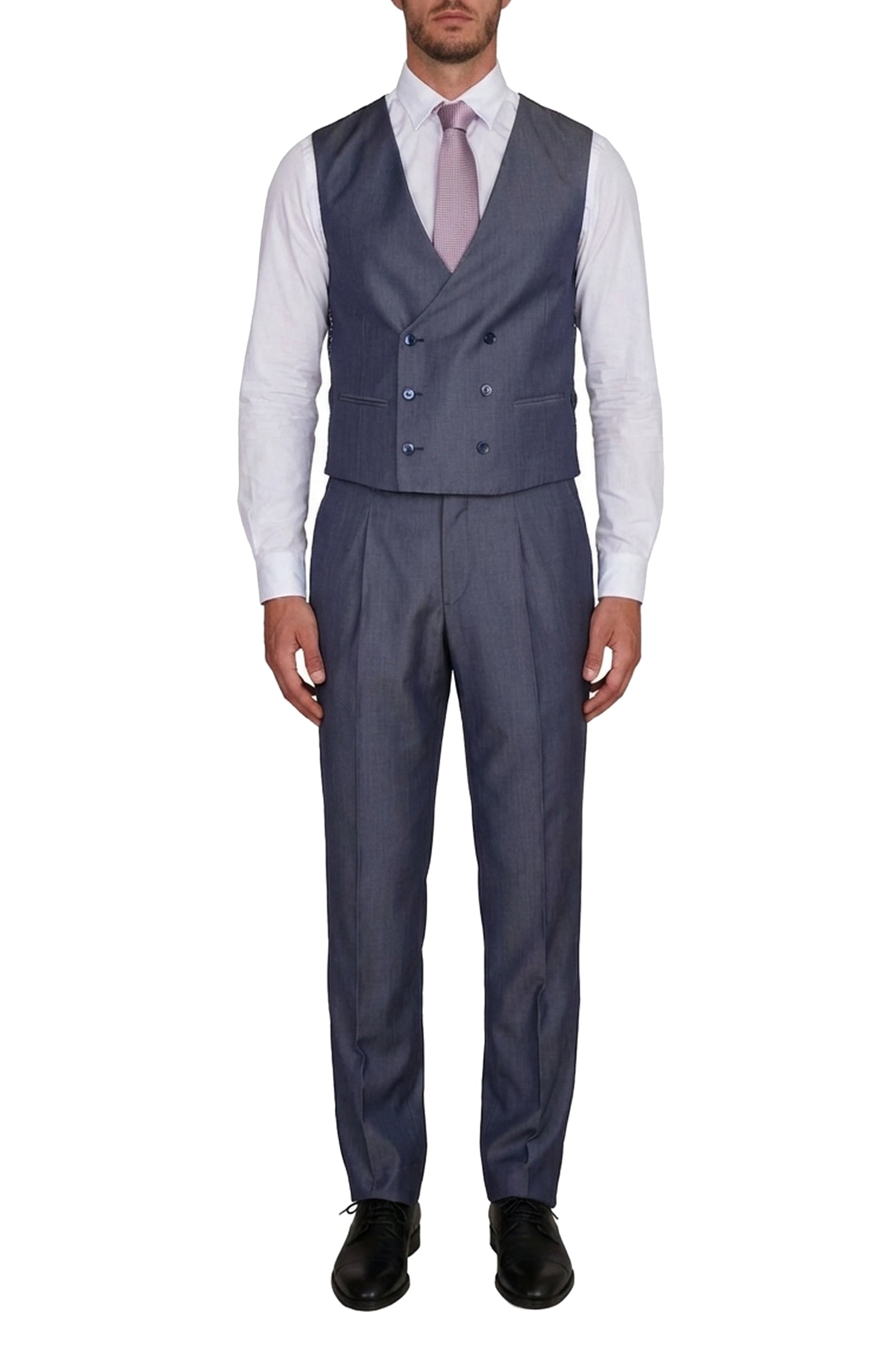 Pantalon à pinces en laine - Bleu