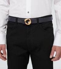 Ceinture à boucle en chaîne en cuir - Noir