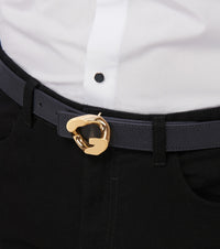 Ceinture à boucle en chaîne en cuir - Noir