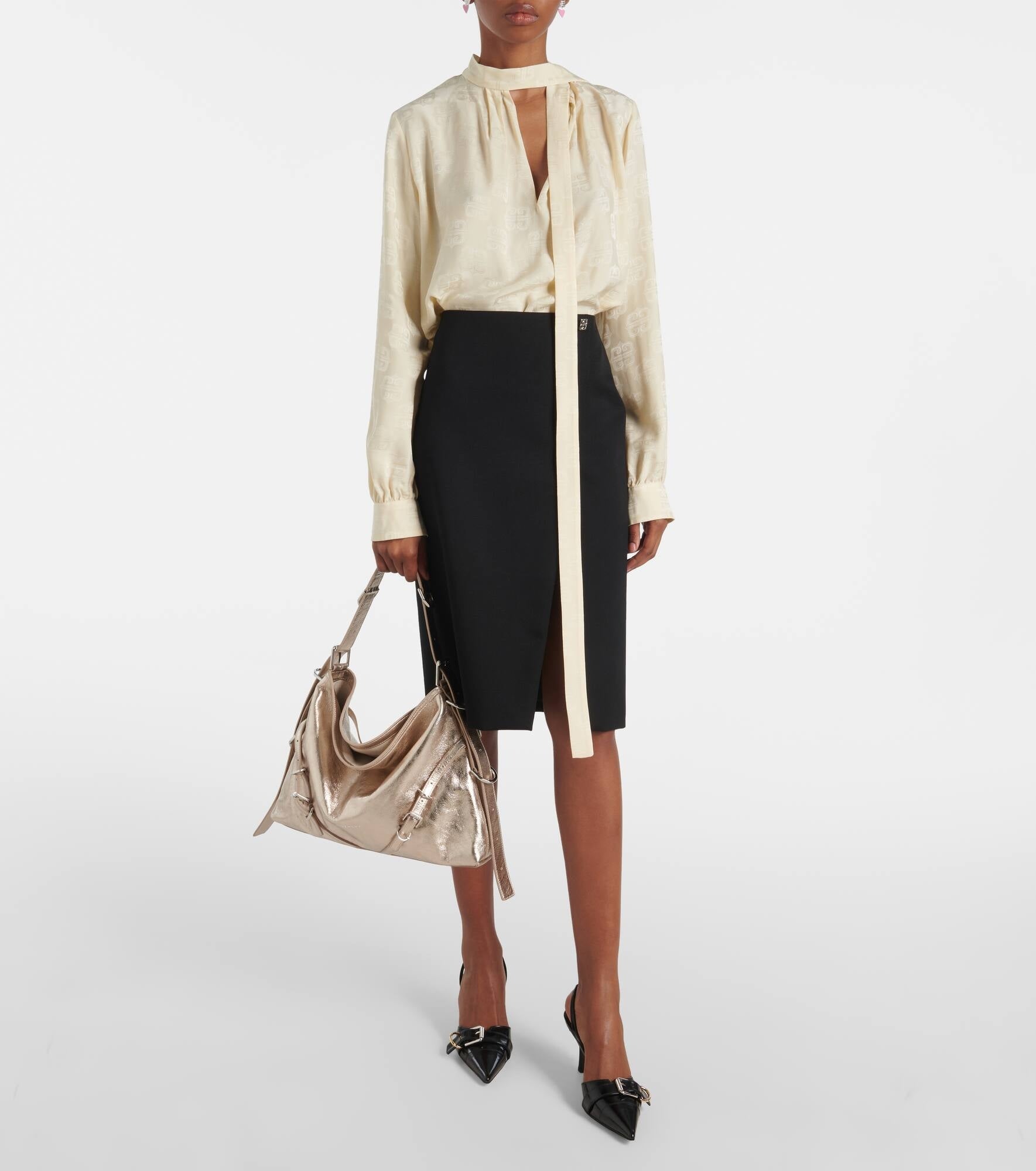 Sac Voyou moyen en cuir laminé - Dusty Golden