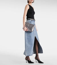 Pochette Voyou en cuir laminé - Gris Argente