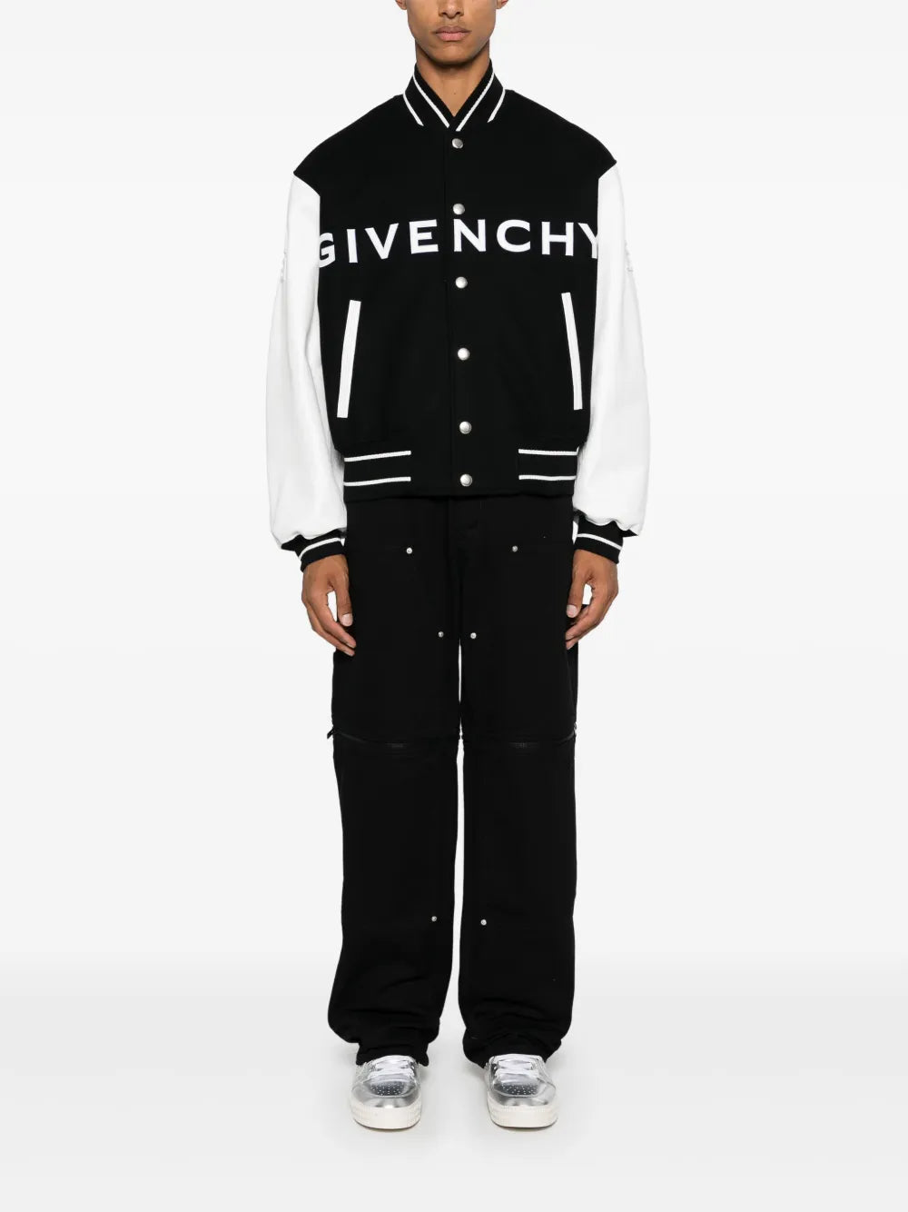 Bomber en laine varsity - Noir & Blanc