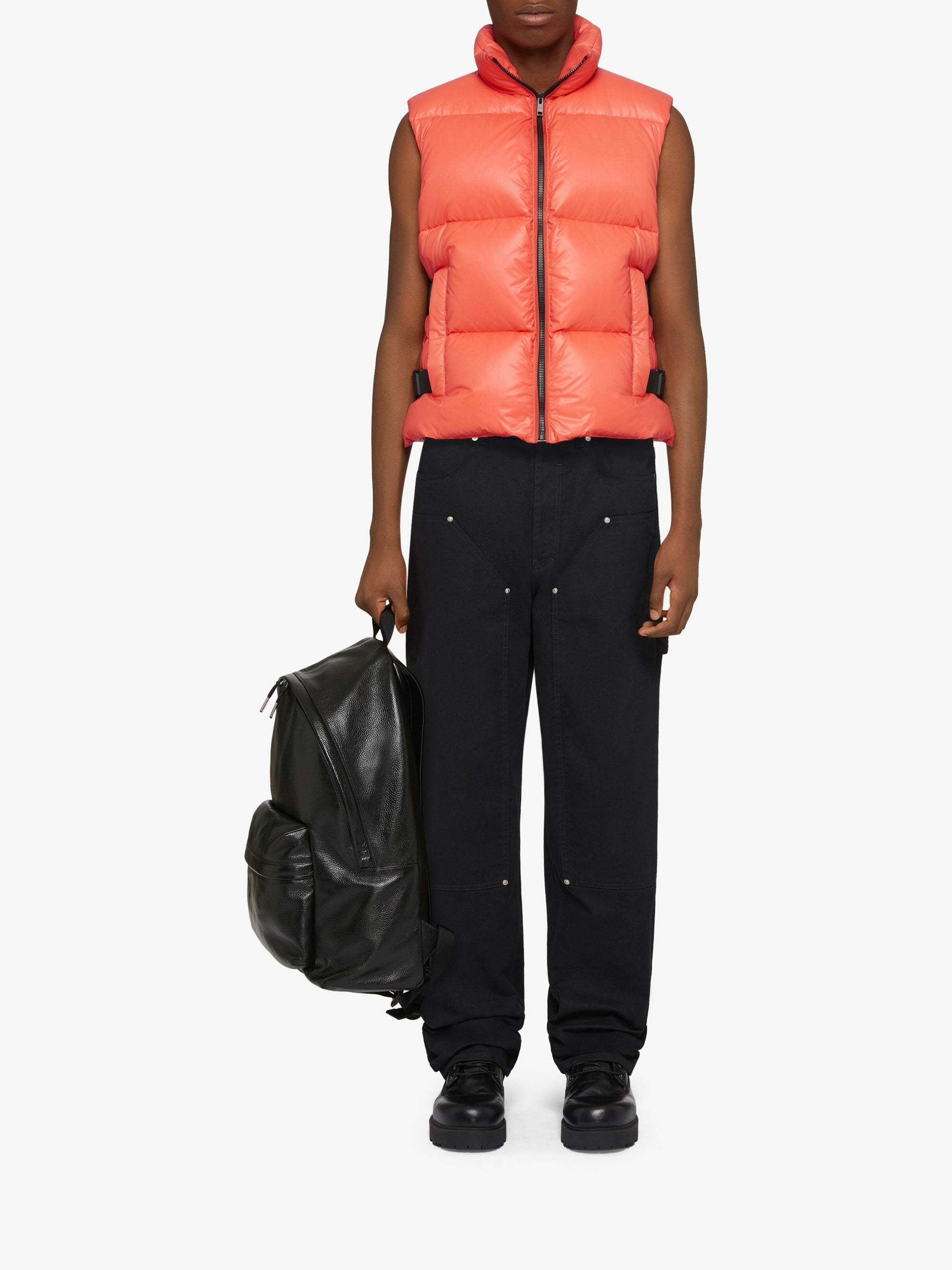 Doudoune sans manches avec boucles - Orange