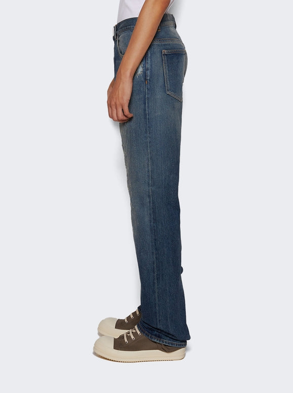 Jean droit destroyed vintage - Indigo Blue