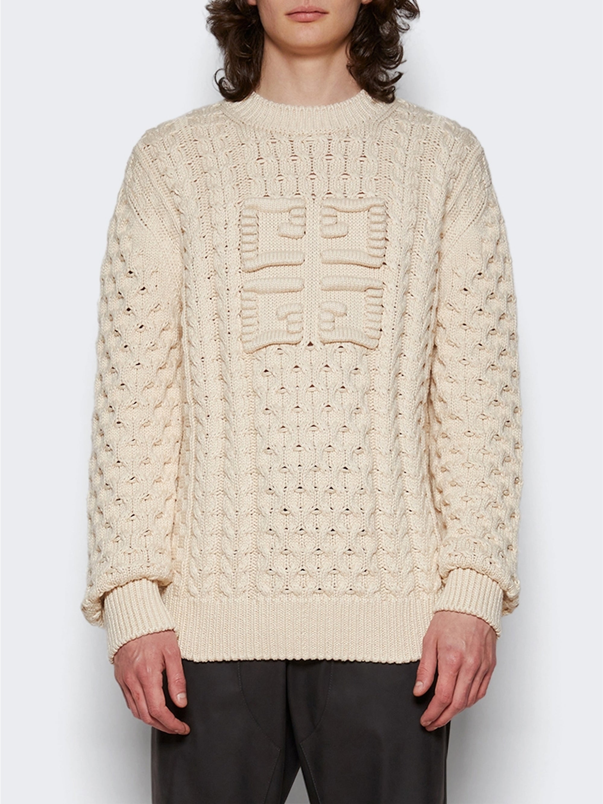 Pull 4G en maille torsadée - Creme