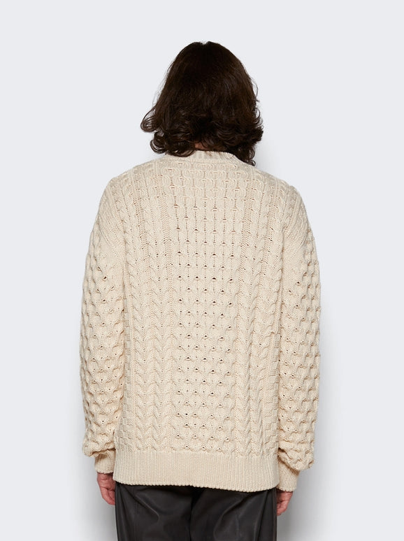 Pull 4G en maille torsadée - Creme