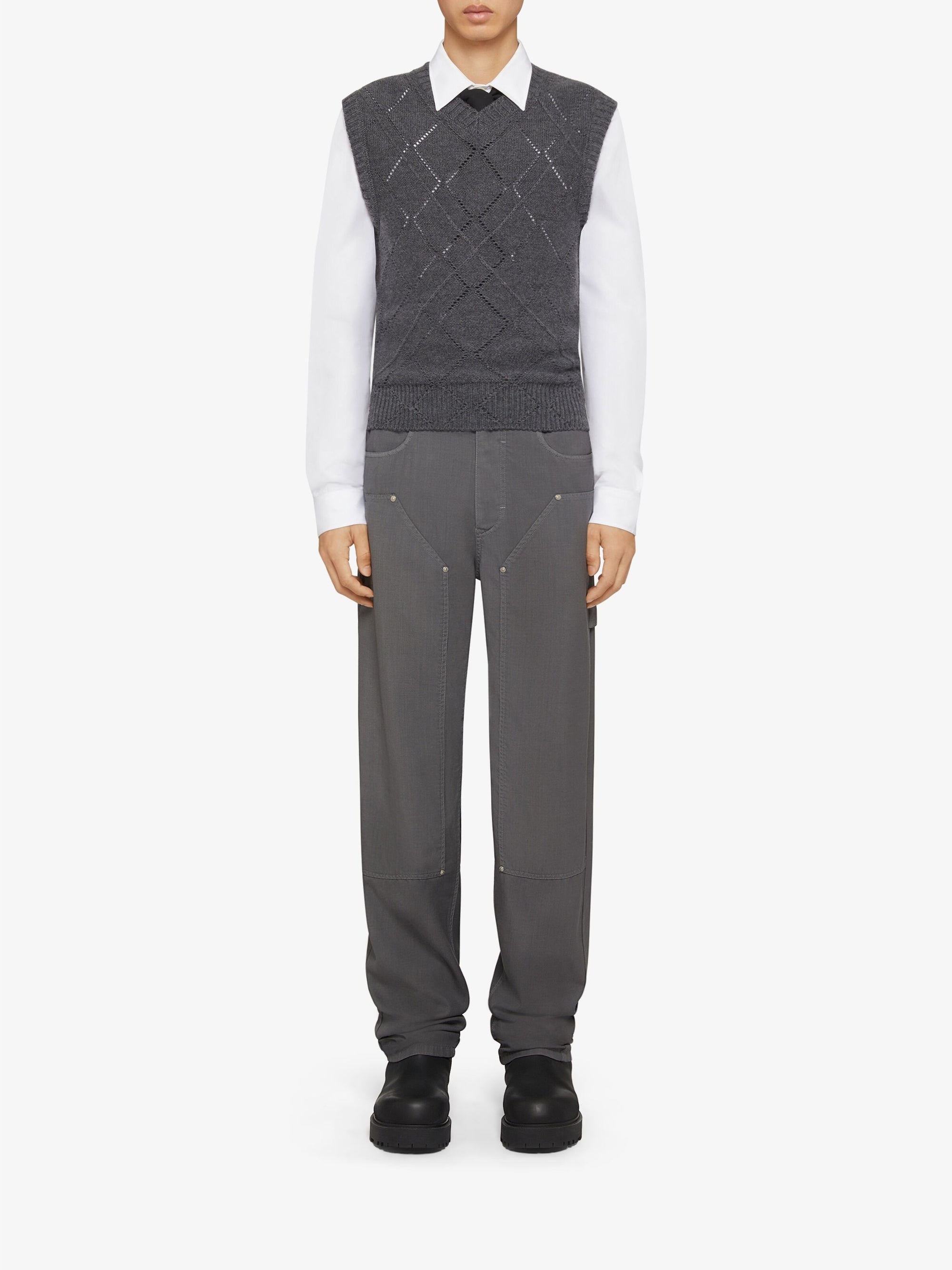 Pull cropped en laine - Medium Grey