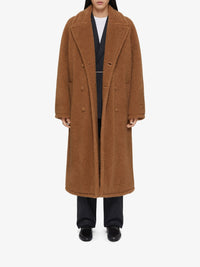 Manteau teddy en laine et soie mélangé - Beige Camel
