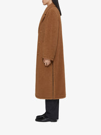 Manteau teddy en laine et soie mélangé - Beige Camel