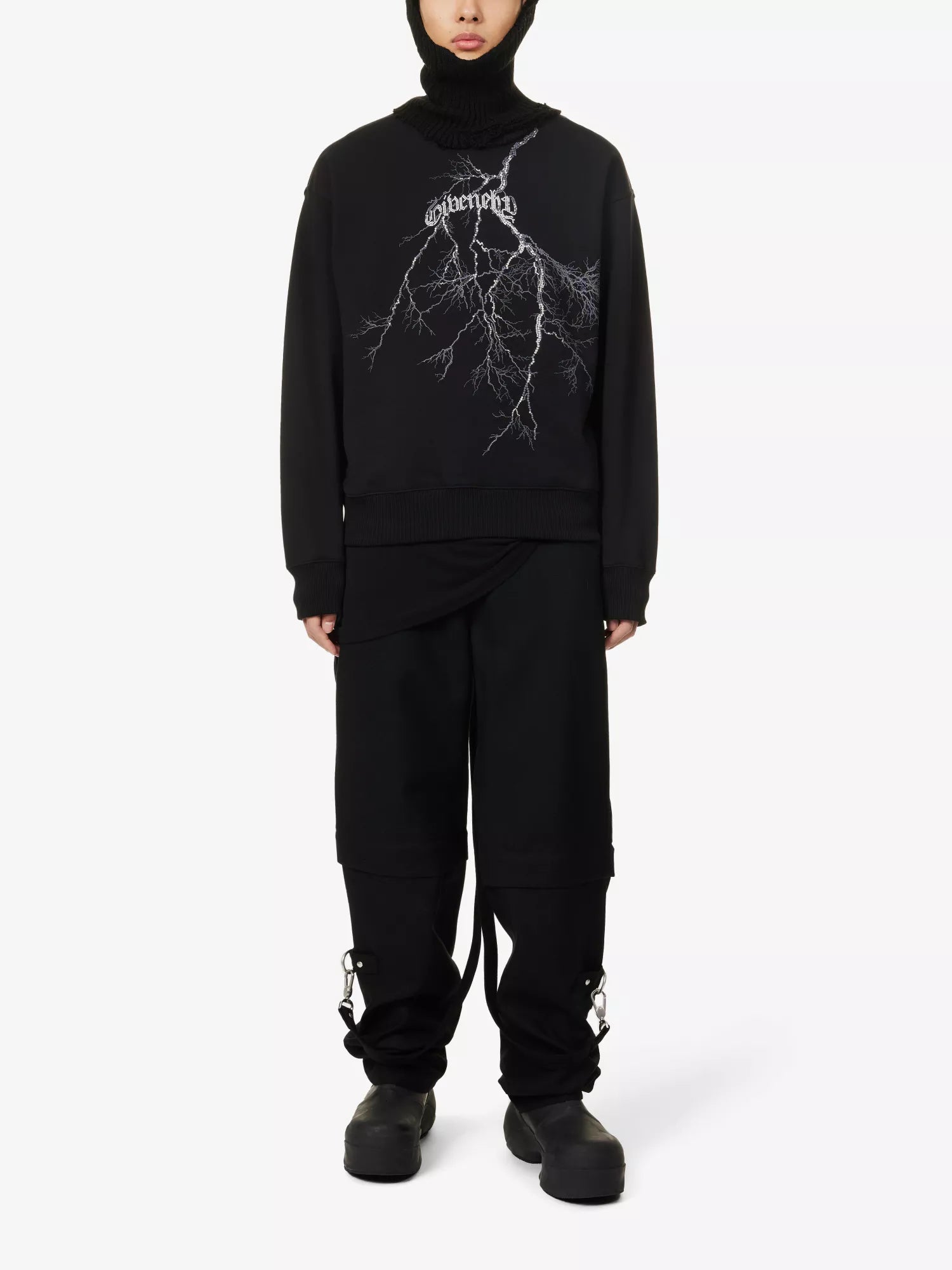 Sweatshirt à capuche ample réfléchissant - Black
