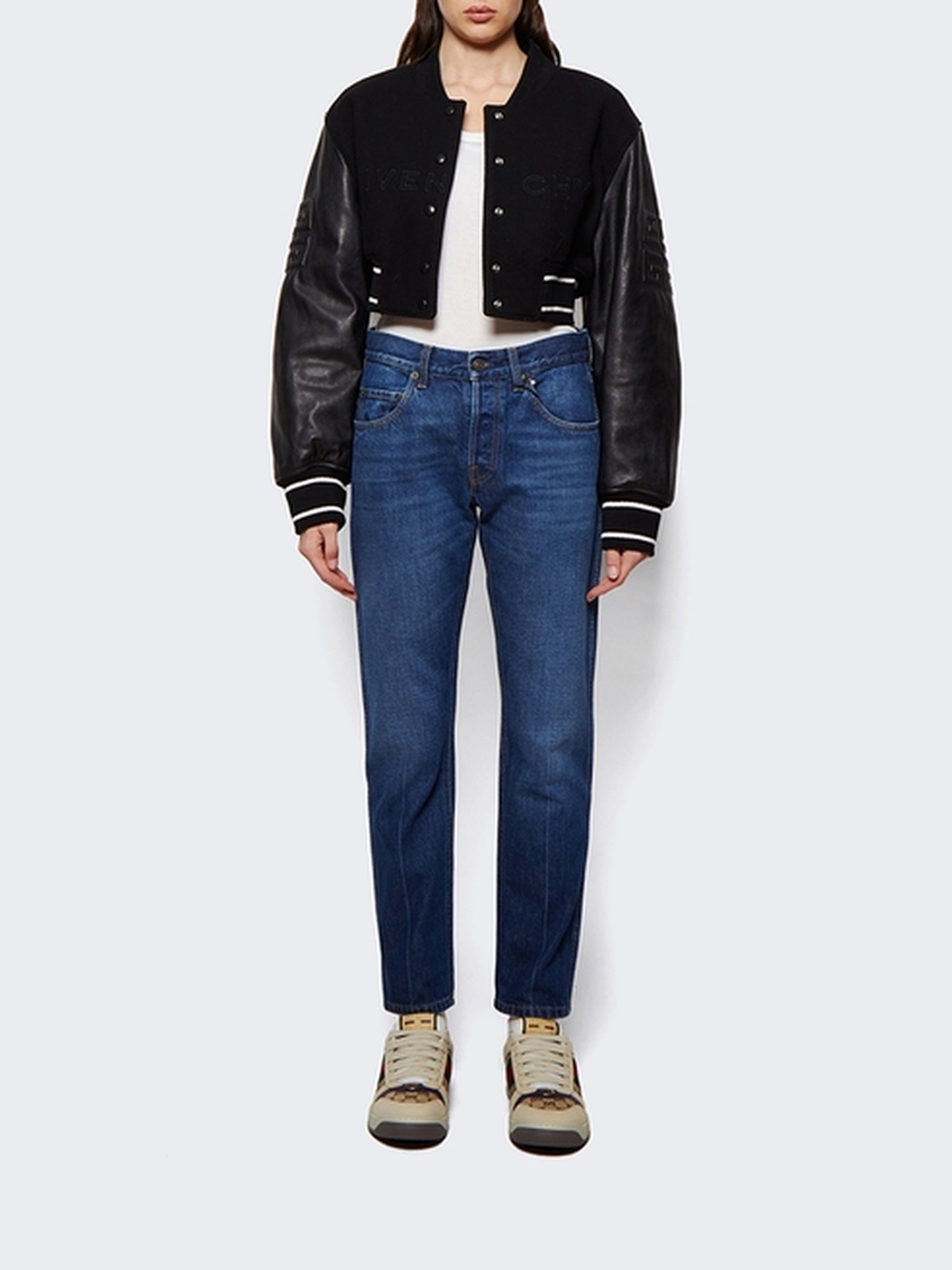 Blouson varsity cropped Givenchy en laine - Black & White