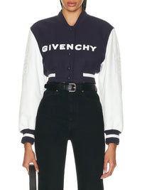 Blouson varsity cropped Givenchy en laine - Navy & White