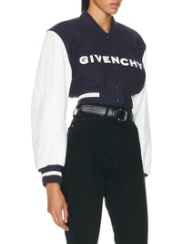 Blouson varsity cropped Givenchy en laine - Navy & White