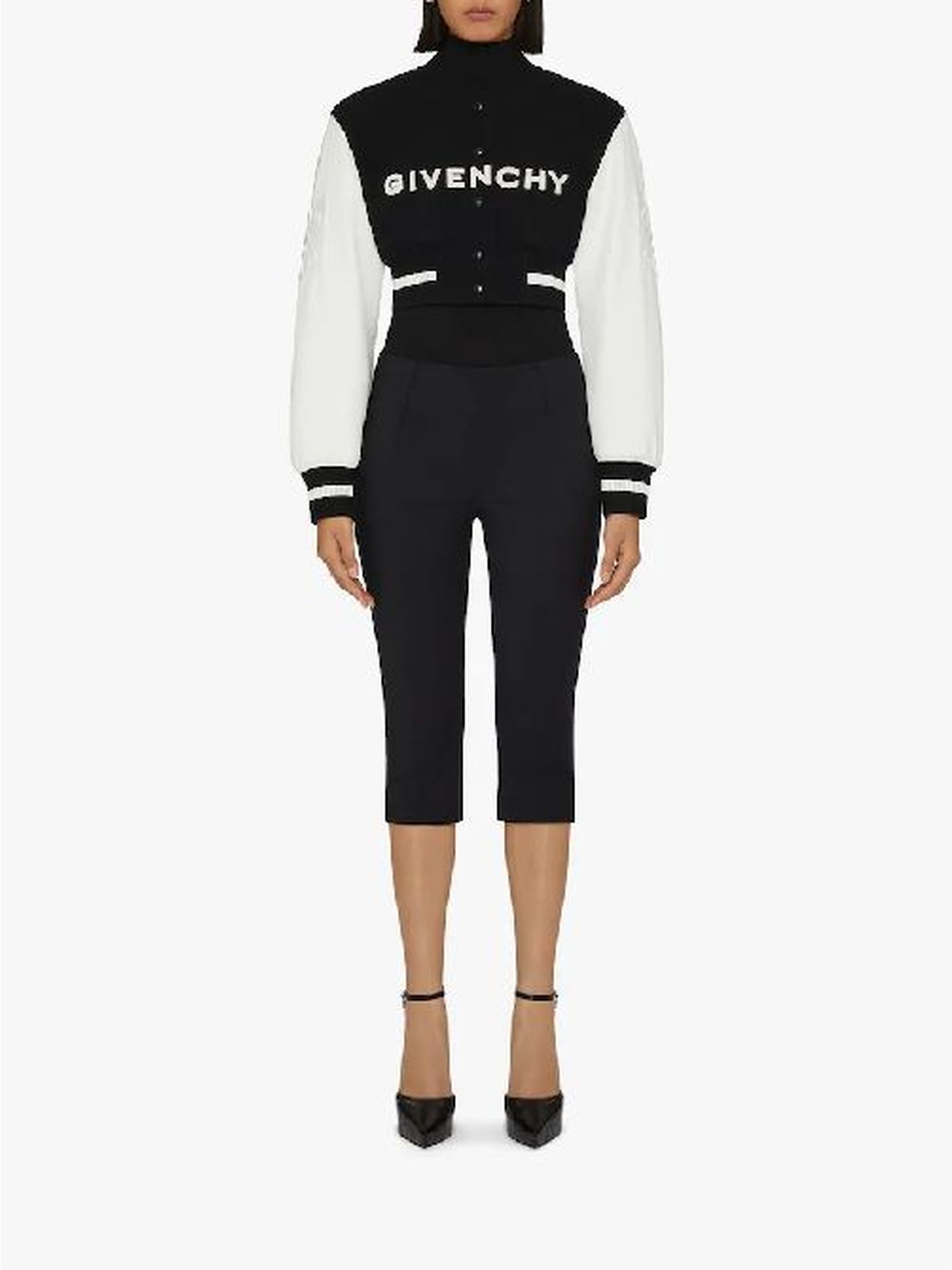 Blouson varsity cropped Givenchy en laine mélangé - Black & White
