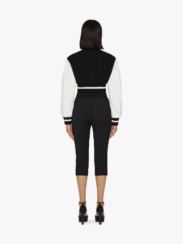 Blouson varsity cropped Givenchy en laine mélangé - Black & White