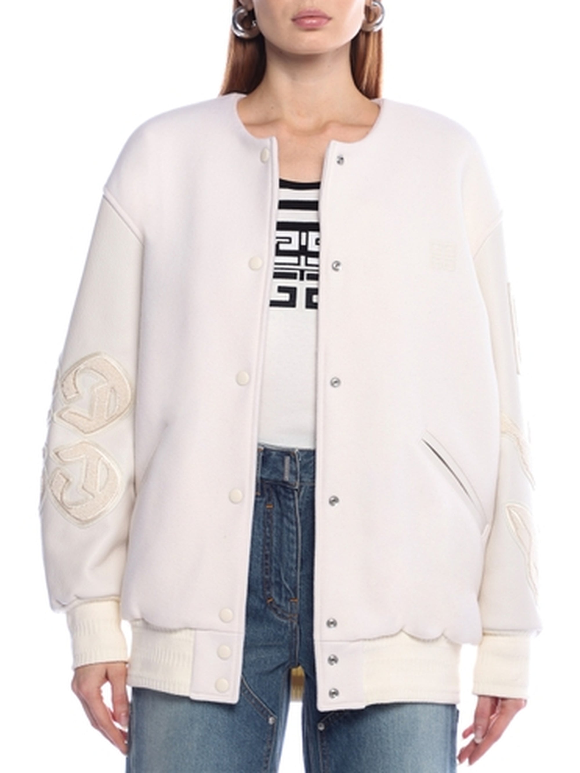 Blouson varsity cropped Givenchy en laine - Ivory