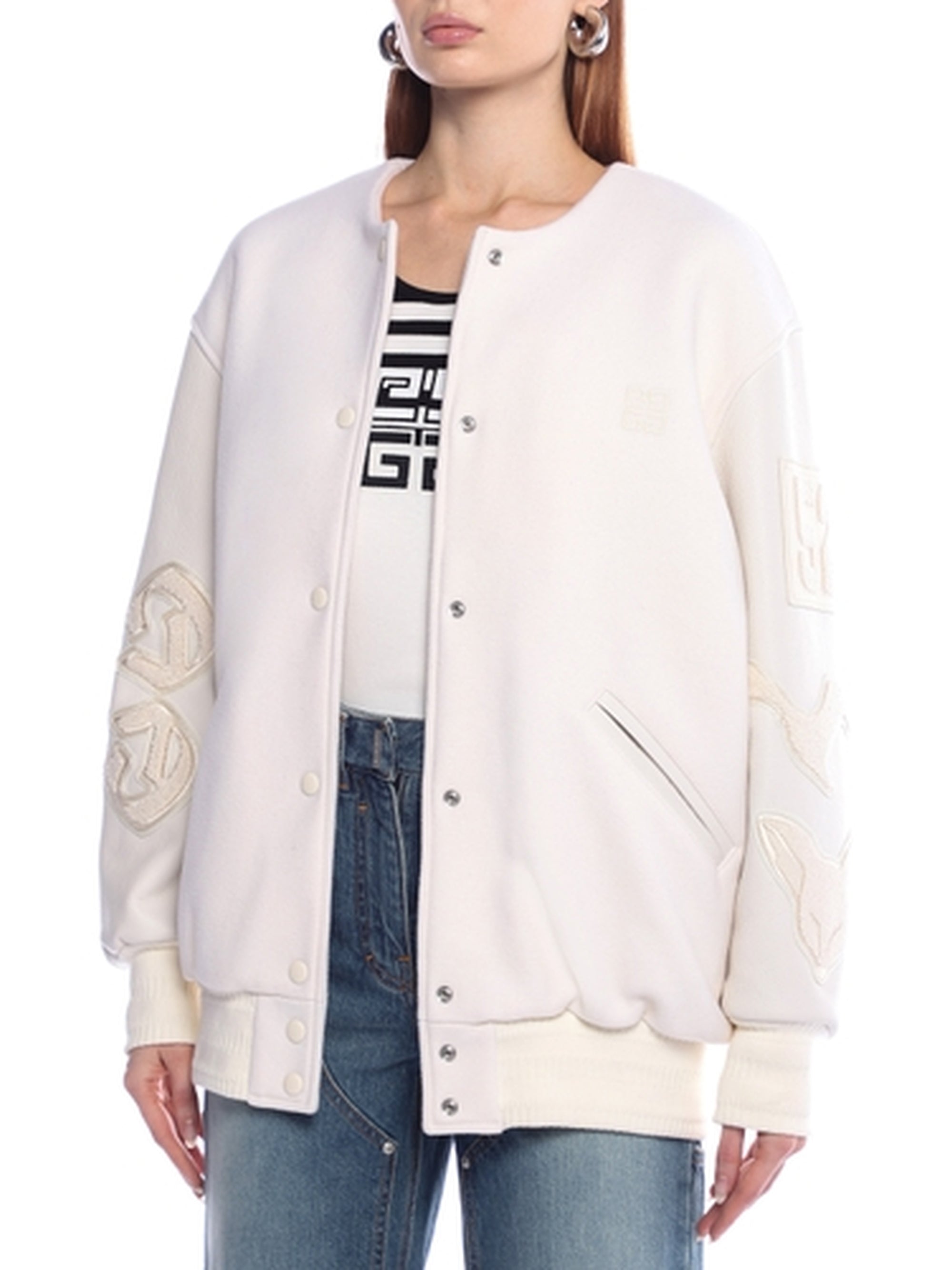Blouson varsity cropped Givenchy en laine - Ivory