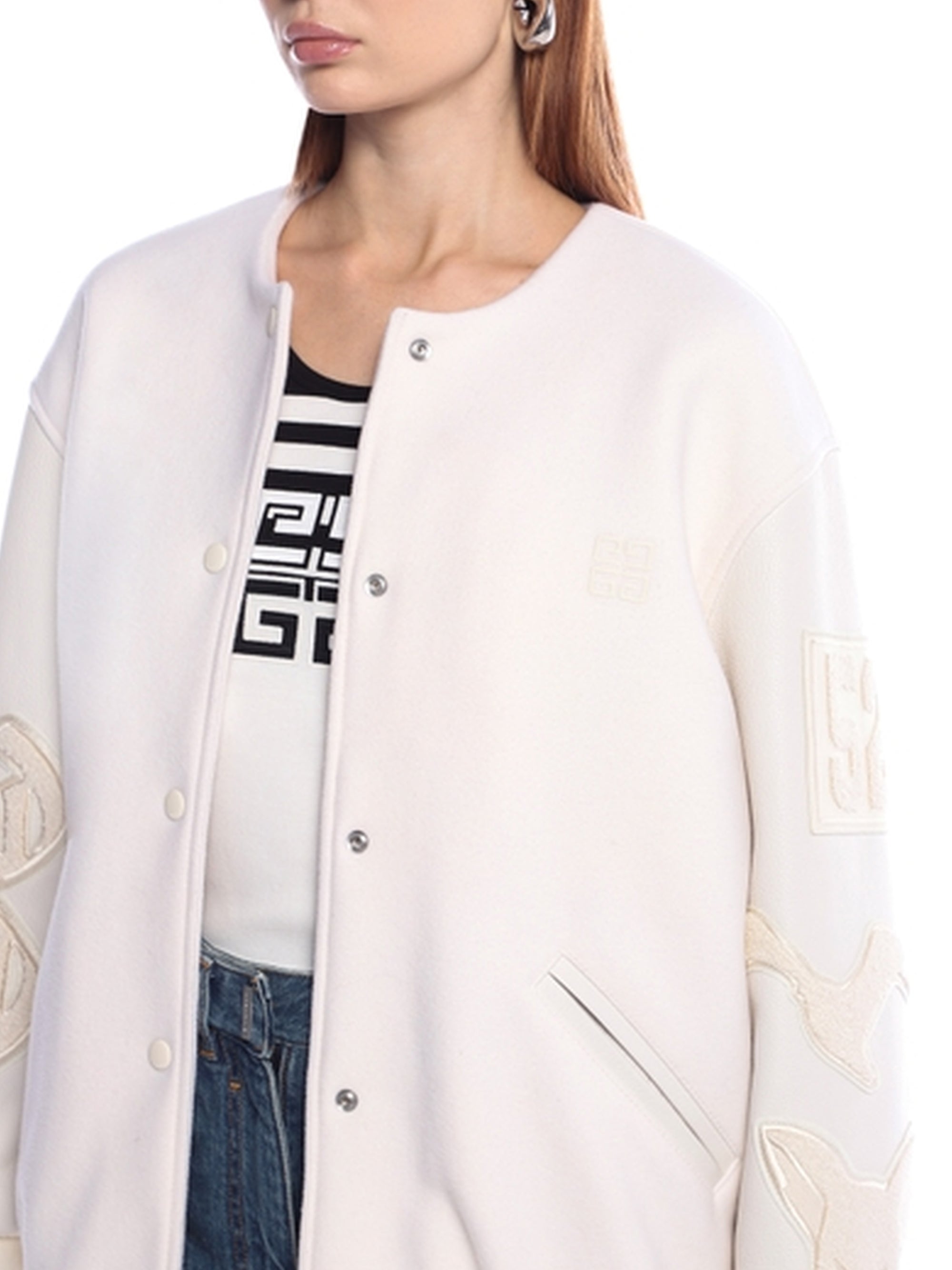 Blouson varsity cropped Givenchy en laine - Ivory