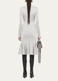Robe en Punto Milano avec cristaux - Pearl  Grey