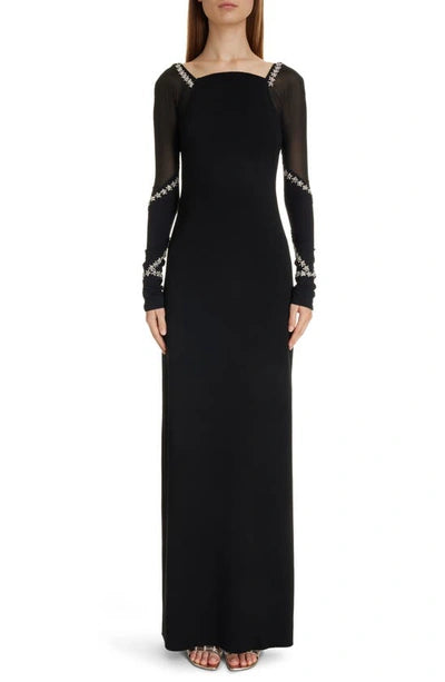 Evening dress with crystal details - Black