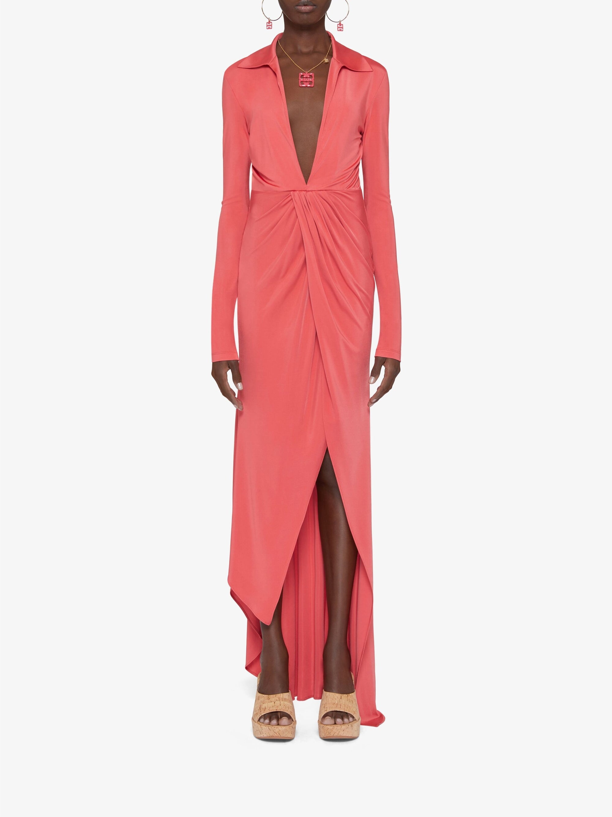 Robe drapée - Coral