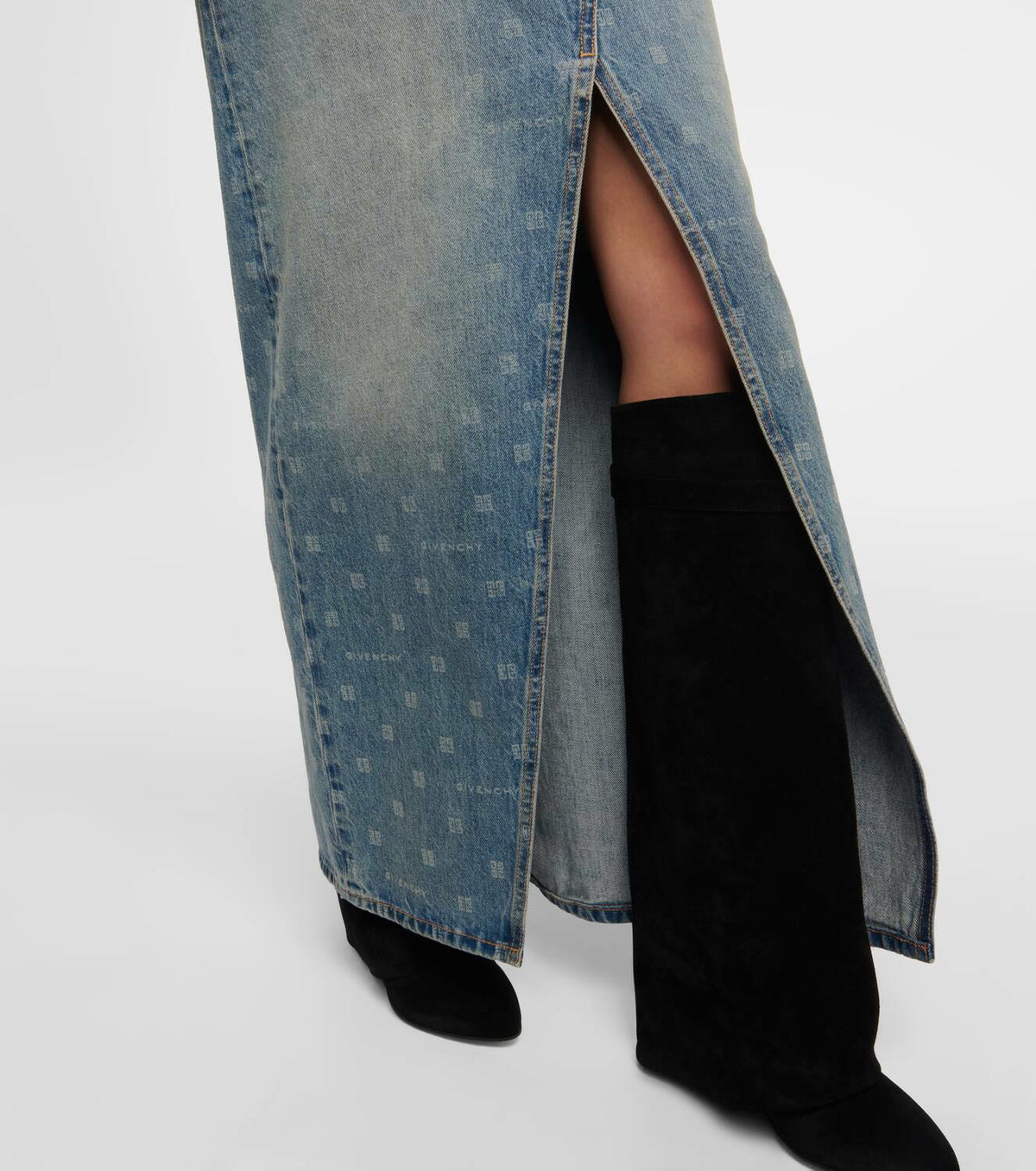 Jupe avec fente en denim - Medium Blue