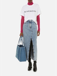 Skirt with denim slit - Light Blue