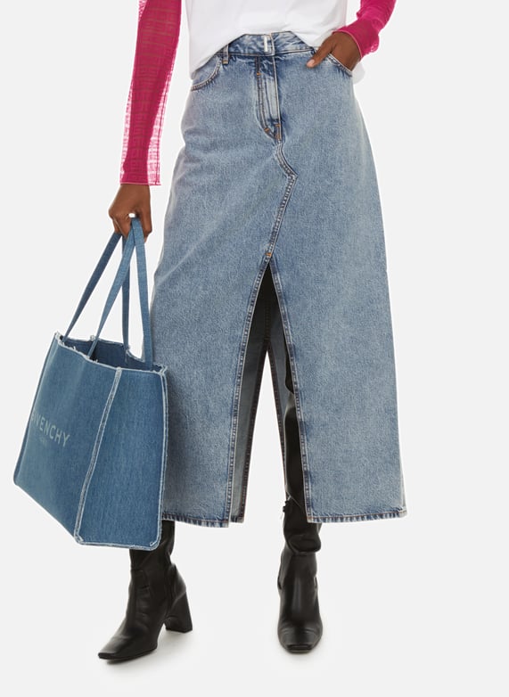 Skirt with denim slit - Light Blue