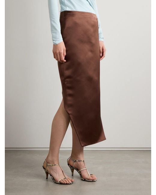 Jupe asymétrique en soie - Moka Brown