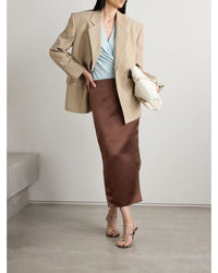 Jupe asymétrique en soie - Moka Brown
