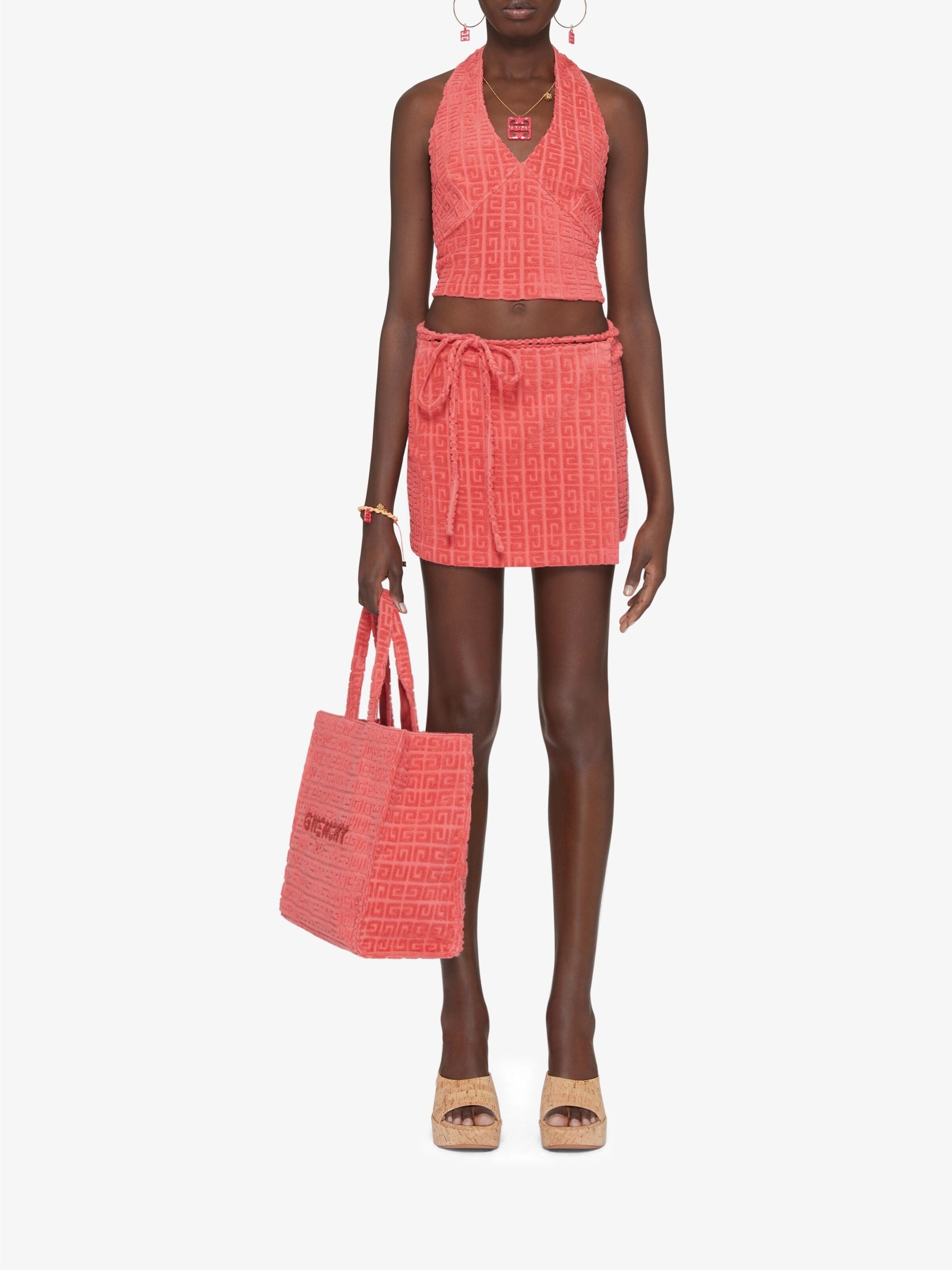 Mini jupe portefeuille - Coral