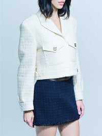 Mini jupe en tweed avec perles - Dark Navy