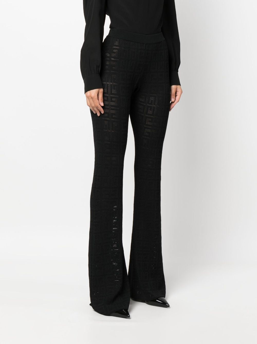 Pantalon évasé en jacquard 4G - Black