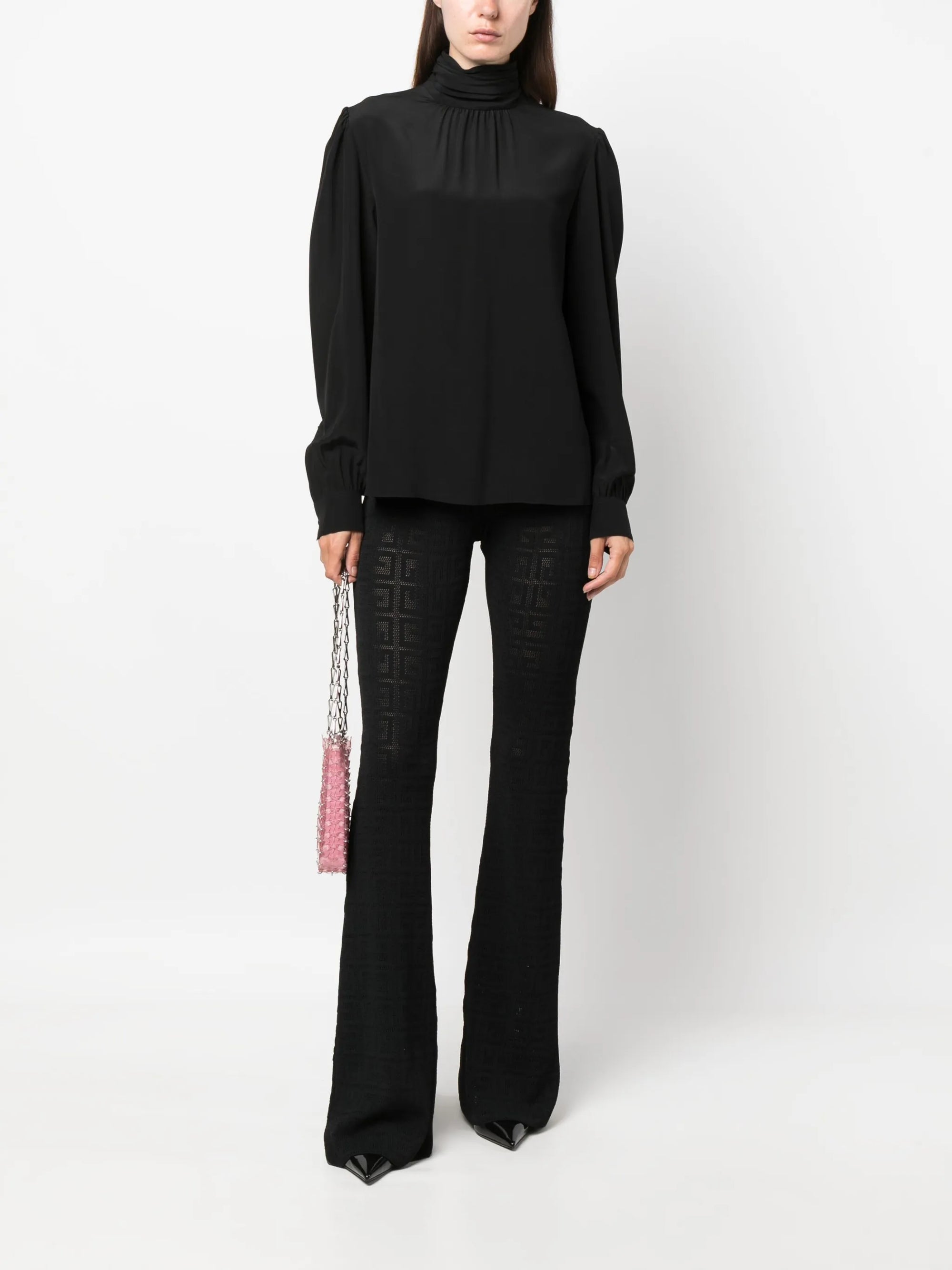 Pantalon évasé en jacquard 4G - Black