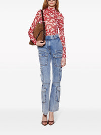 Boot Cut Cargo Jeans - Light Blue