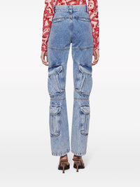 Boot Cut Cargo Jeans - Light Blue