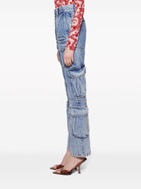 Boot Cut Cargo Jeans - Light Blue