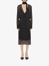 Blouse à pois avec lavallière en satin - Noir