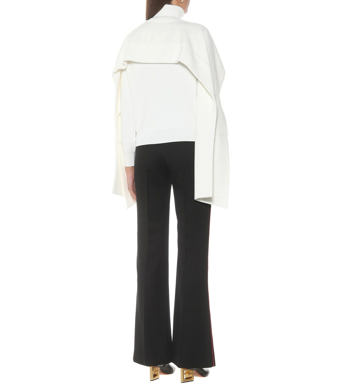 Pull avec cape en laine mélangé - Blanc