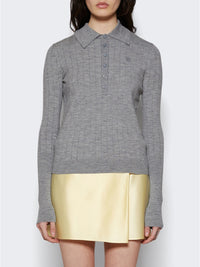 Pull polo à détail 4G en laine - Heather Grey