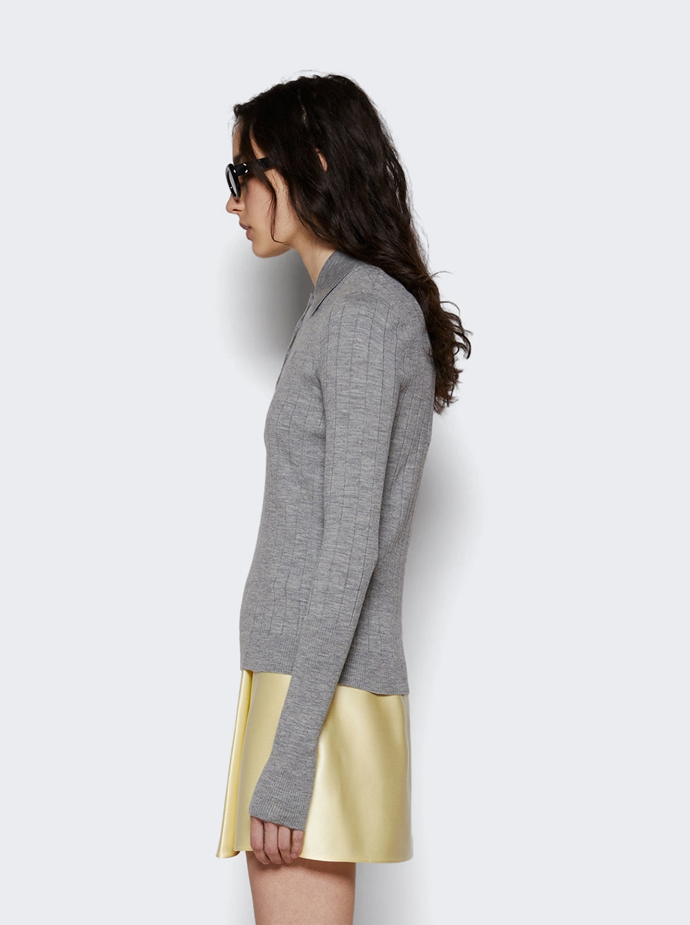 Pull polo à détail 4G en laine - Heather Grey