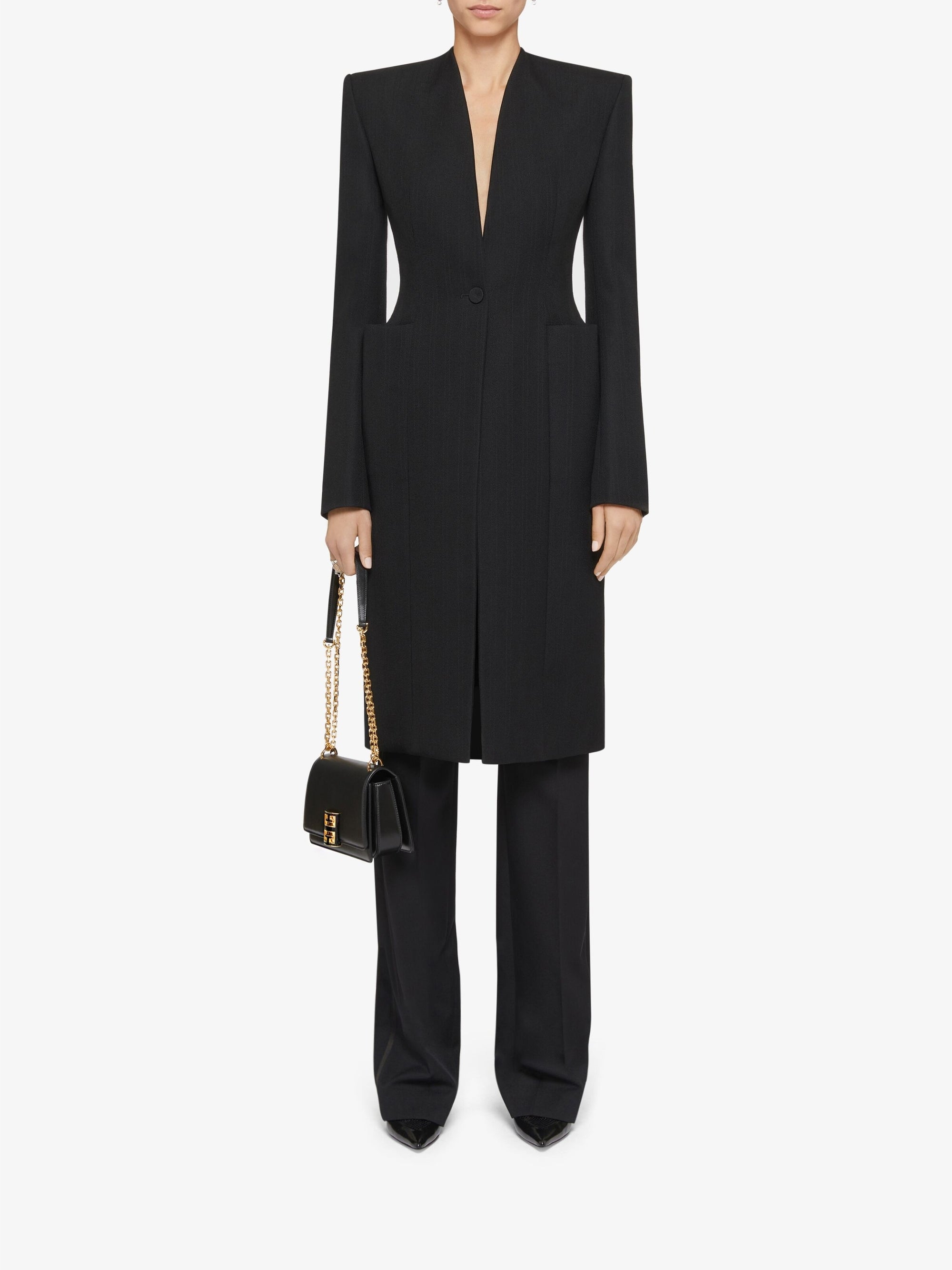 Manteau ajusté en laine - Black