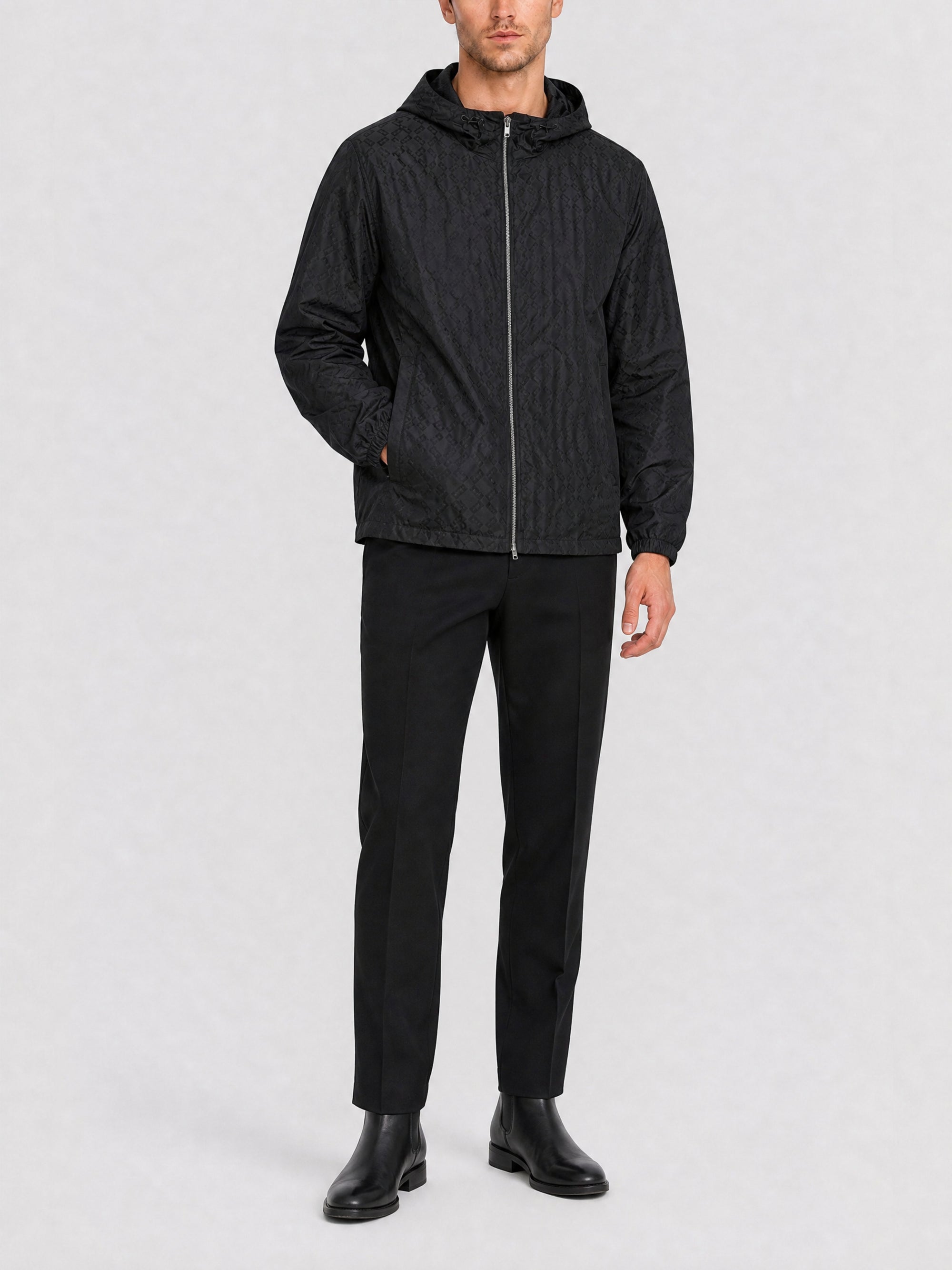 Manteau coupe-vent en tissu technique - Black