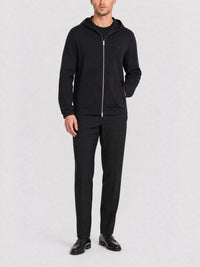 Sweat à capuche zippé en laine - Black